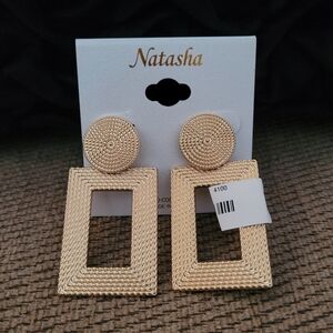 NATASHA GOLDTONE GEOMETRIC DANGLE STUD EARRINGS